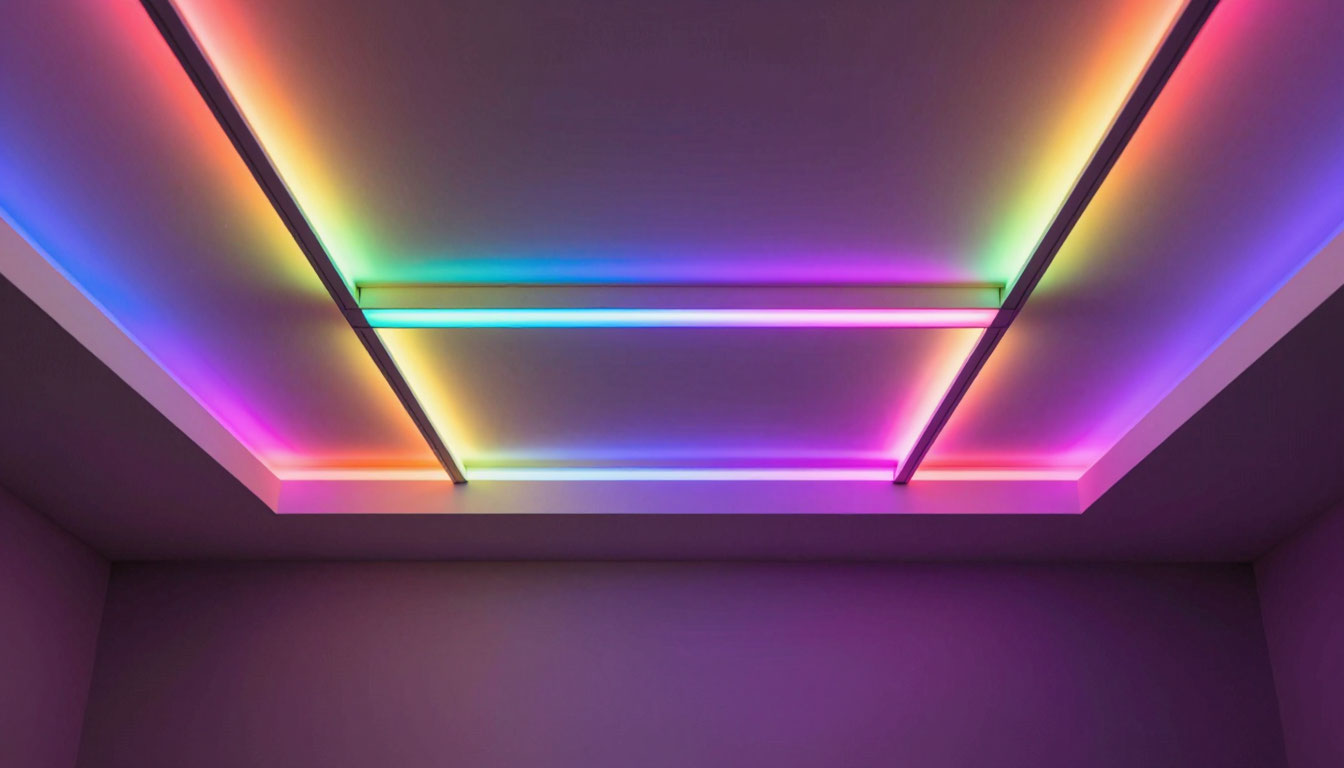 ргб лента на потолке